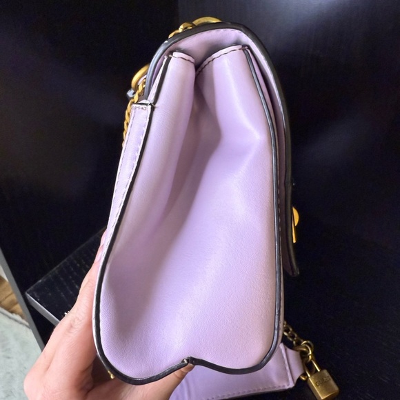 GUESS Katey Flap Shoulder Bag Lilac Rare Quilted Purse Crossbody Lavender Cream - Picture 10 of 15